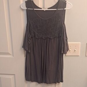 Maurices Charcoal Blouse with Lace Detail Off The Shoulder